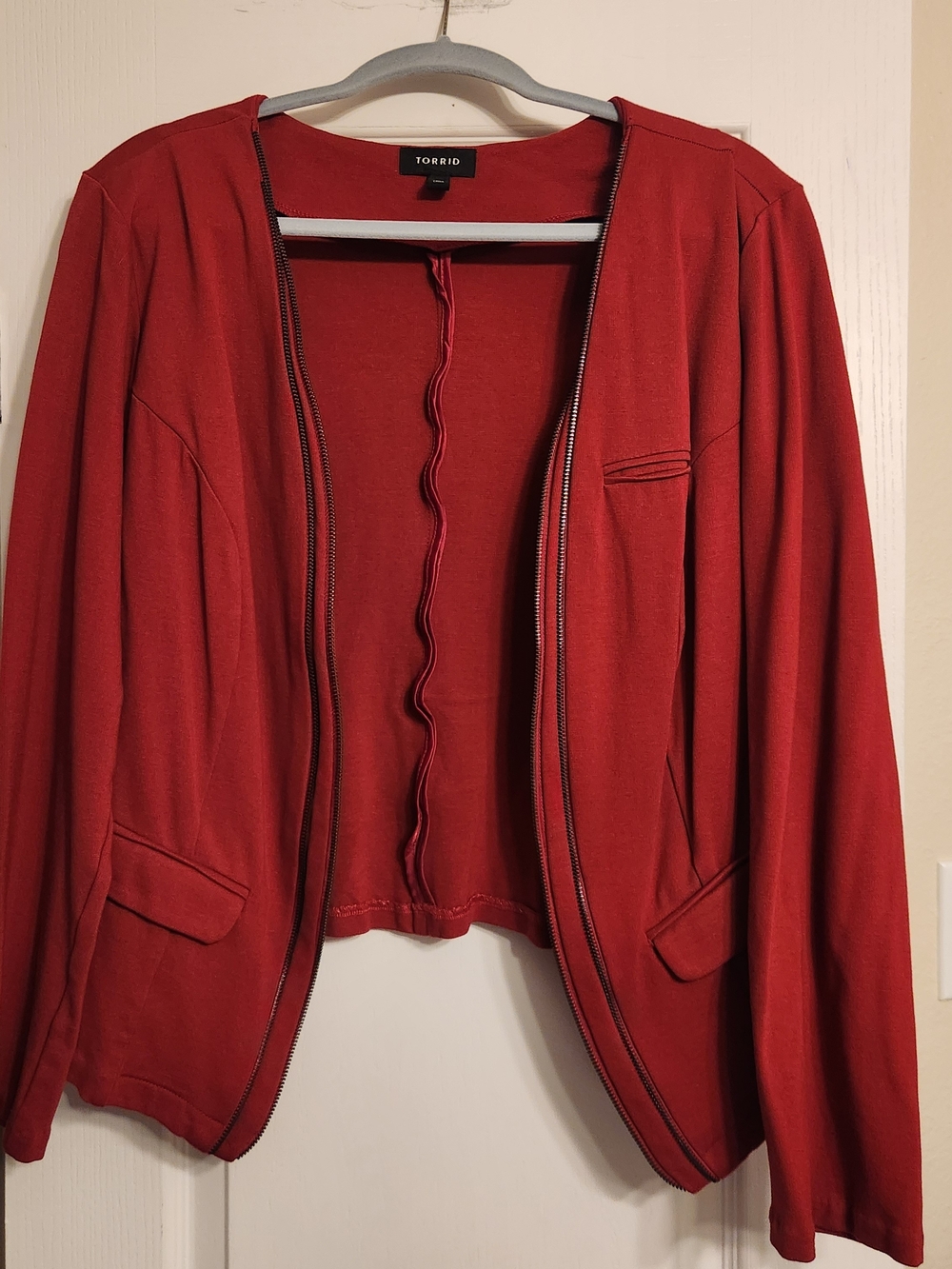 torrid Red Open-Front Zip Detail Blazer